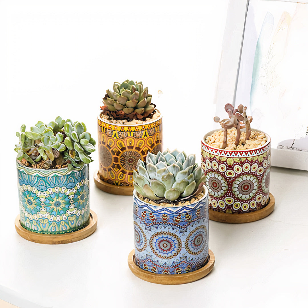 mandala plant pot Mandala Planter Set of 4