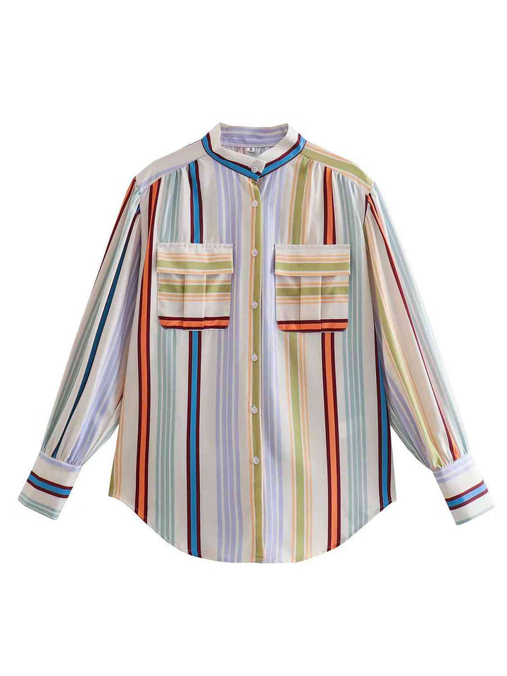 ClaudiaG Striped Lantern Sleeve Shirt