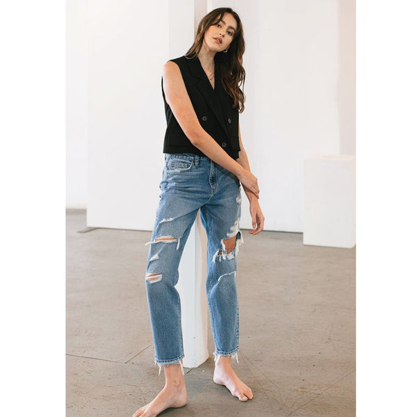ClaudiaG Distressed Mom Jeans