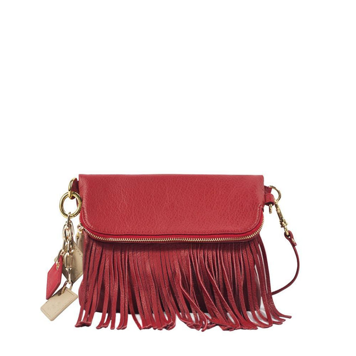ClaudiaG Flamingo Leather Fringe Handbag- Scarlet Red – ClaudiaG Collection