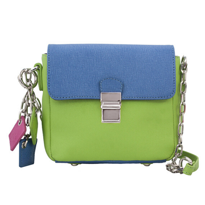 ClaudiaG Tiny Leather Handbag -Blue/Lime (Option 2)