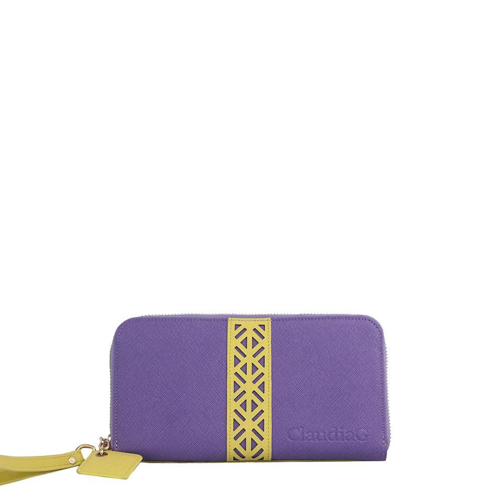ClaudiaG Layla Leather Wallet- Plum/Canary Yellow – ClaudiaG Collection