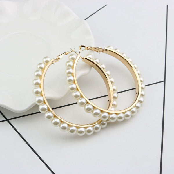 ClaudiaG Pearl Hoop Earrings