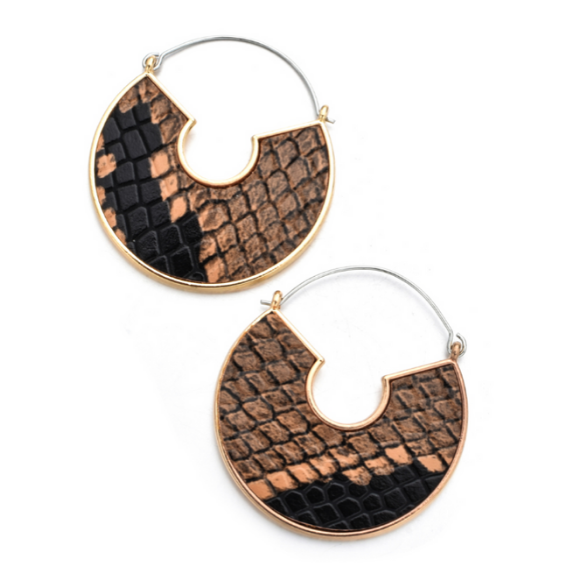 ClaudiaG Snake Skin Half Moon Earrings