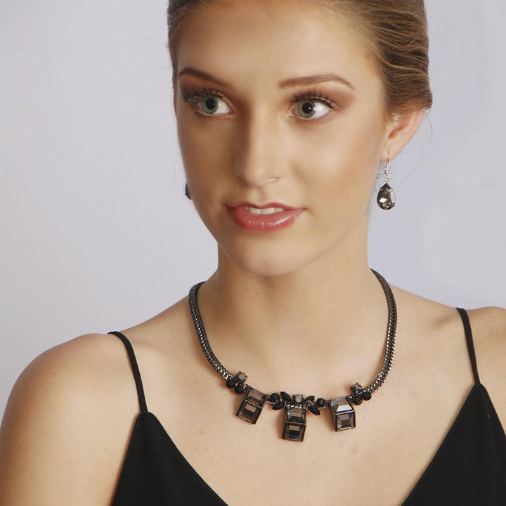 ClaudiaG Sweet Geo Necklace - Slate Gray