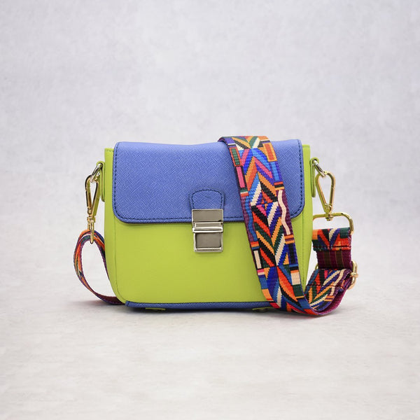 ClaudiaG Tiny Leather Handbag -Blue/Lime (Option 1)